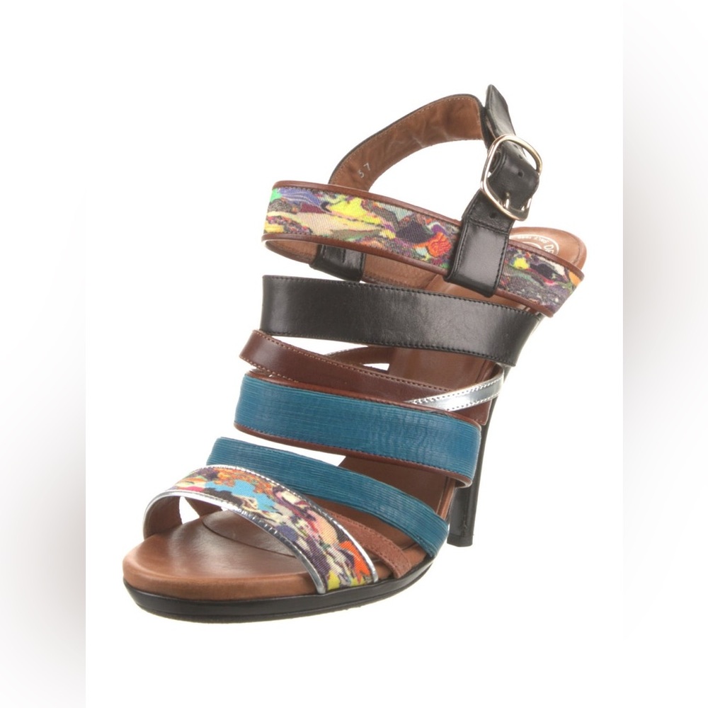 DRIES VAN NOTEN Leather Printed Gladiator Sandals